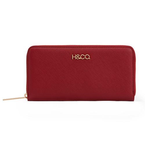Billetera zip around H&Co color rojo para mujer