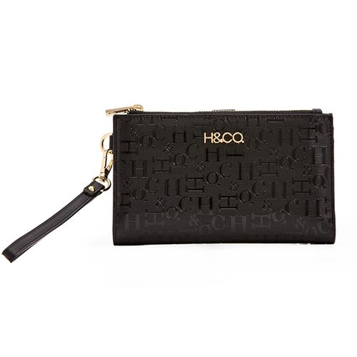 Billetera flap H&Co color negro para mujer