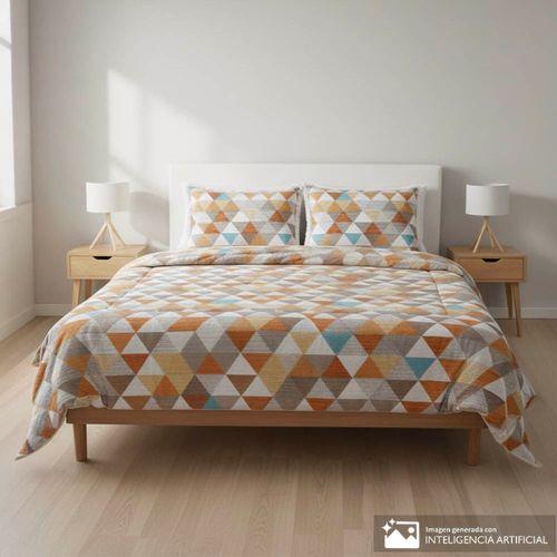 Edredón Detalles de poliéster estampado triángulos + frazada