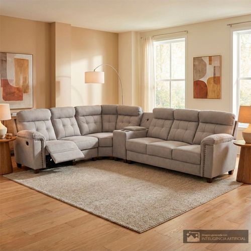 Sala seccional con sillon reclinable 5 piezas Roatan