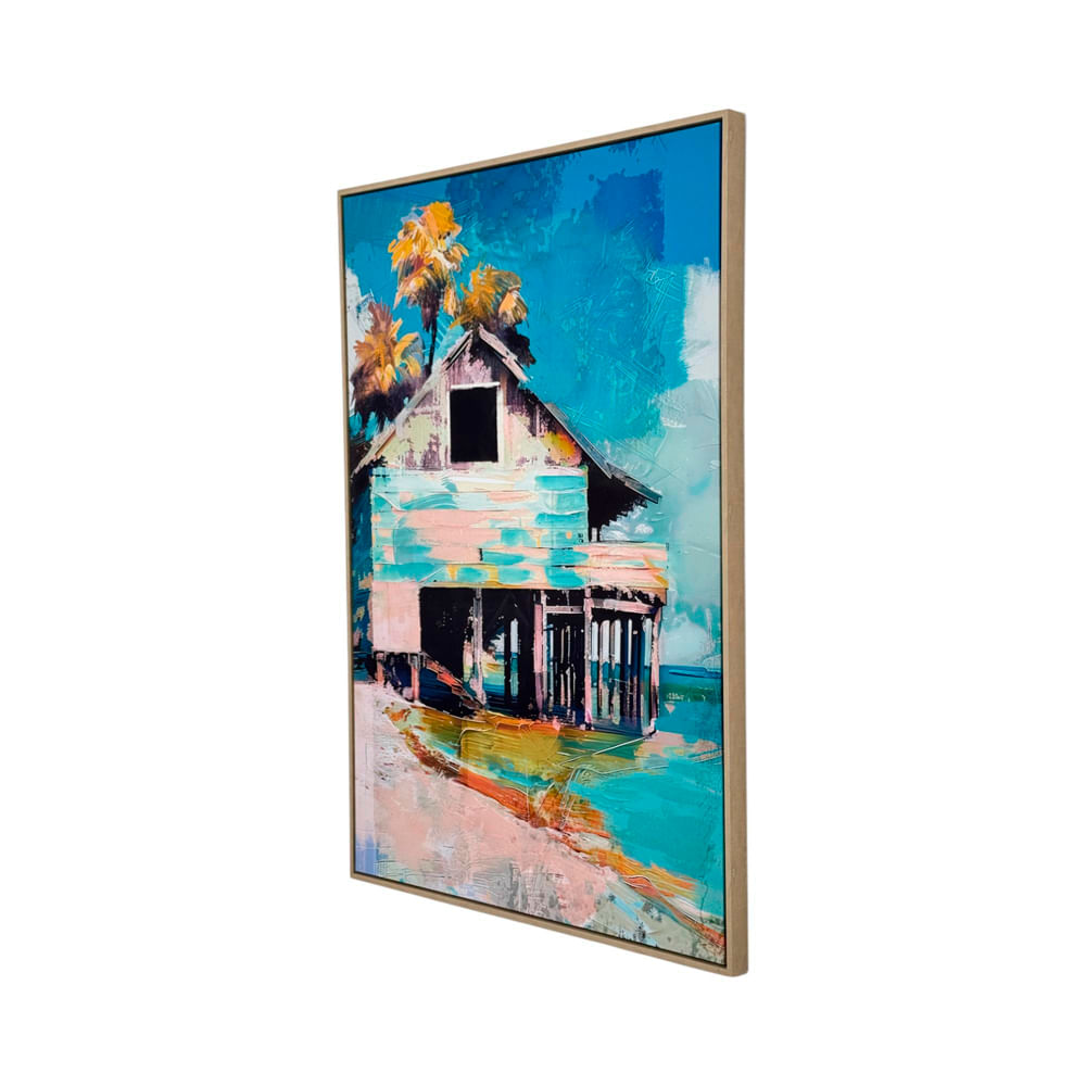 Cuadro decorativo casa de playa con marco 4.3 x 82.6 x 122.6 cm - Siman ...