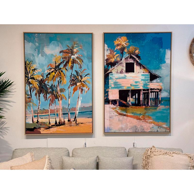 Cuadro decorativo casa de playa con marco 4.3 x 82.6 x 122.6 cm - Siman ...