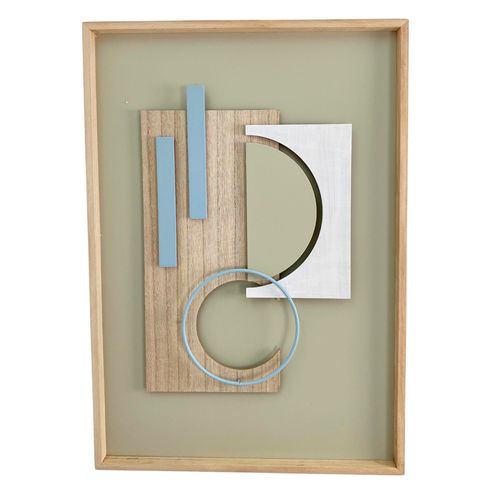Adorno de madera diseño geométrico para pared 34.5x49.5x2 cm