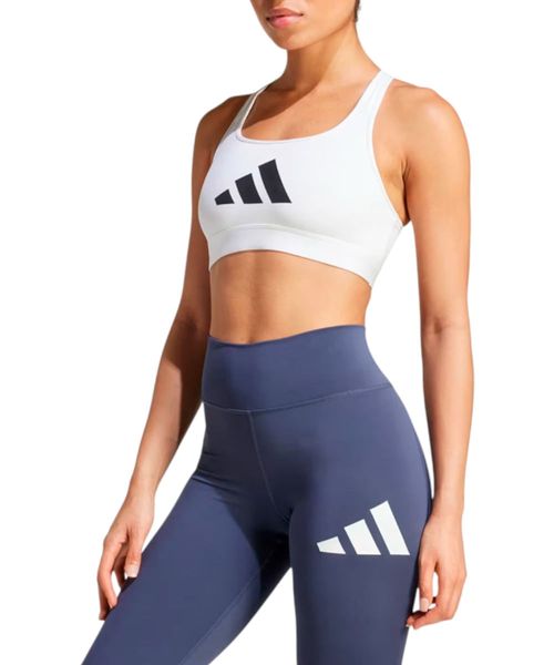 Top bra deportivo Adidas Powerreact blanco para mujer
