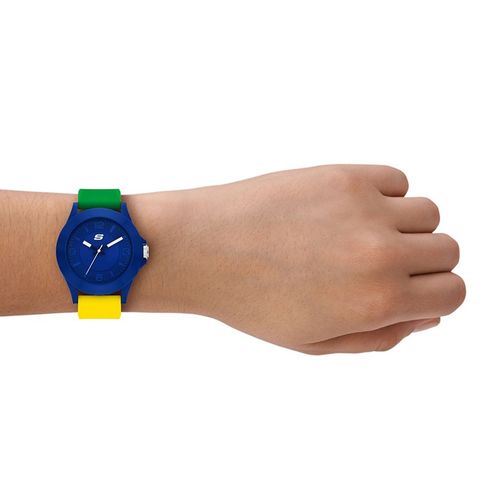 Reloj Skechers análogo Brasil Mundial de silicón amarillo con verde unisex
