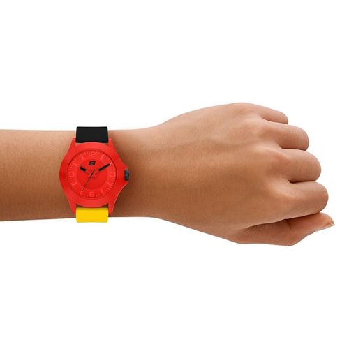 Reloj Skechers análogo Alemania Mundial de silicón amarillo con negro y esfera roja unisex
