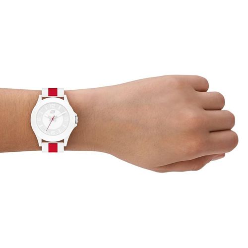 Reloj Skechers análogo Inglaterra Mundial de silicón blanco/rojo unisex