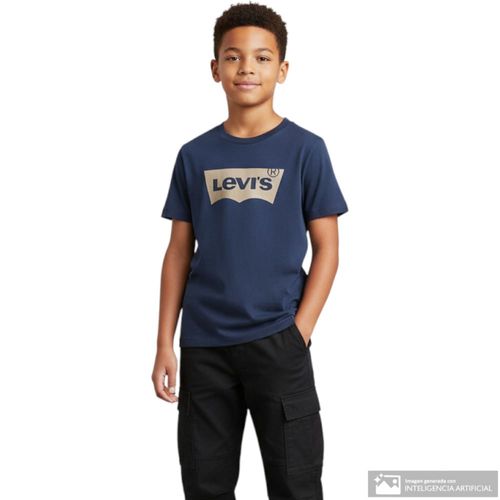 Camiseta azul con estampado de logo para niño