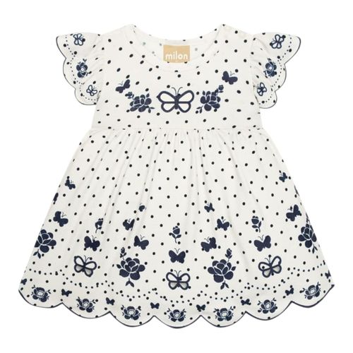 Vestido blanco estampado para bebé niña