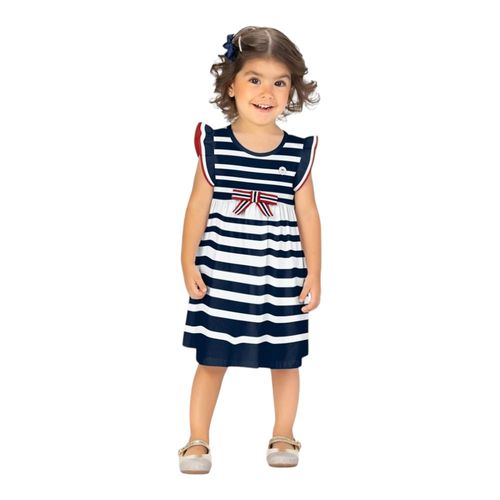 Vestido bicolor rayado para bebé niña