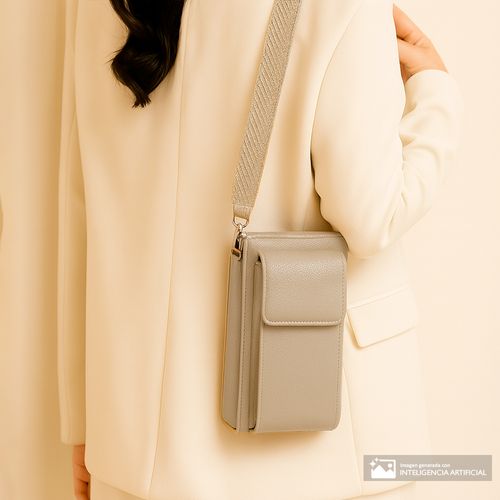 Billetera zip around Sabrina color café para mujer