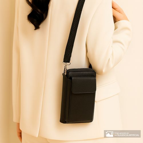 Billetera zip around Sabrina color negro para mujer