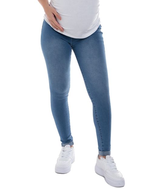 Jeans maternal Sabrina skinny azul de cintura alta para mujer