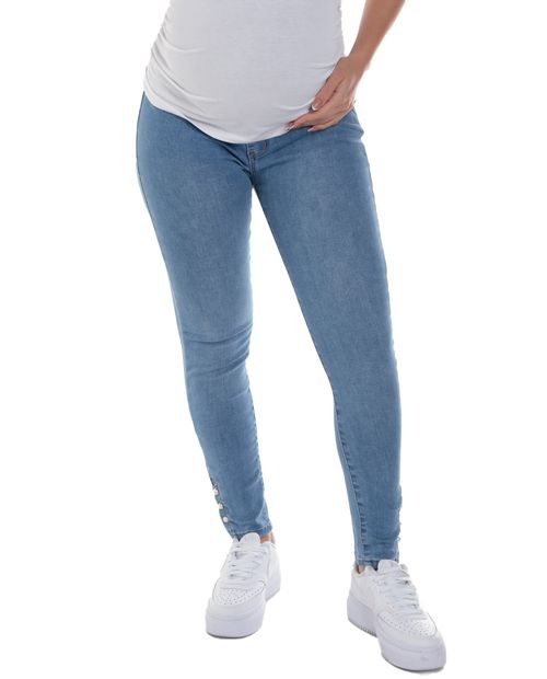 Jeans maternal Sabrina skinny azul de cintura alta para mujer