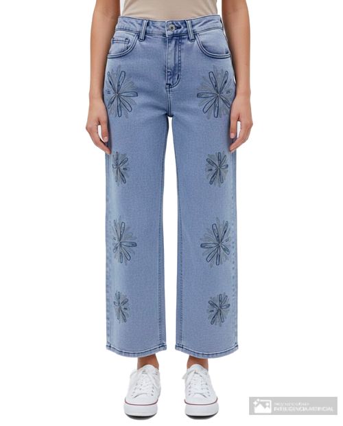 Jeans Orange straight azul de cintura alta para mujer