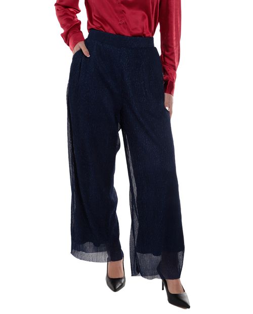 Pantalón Nicolle wide leg azul de cintura alta para mujer