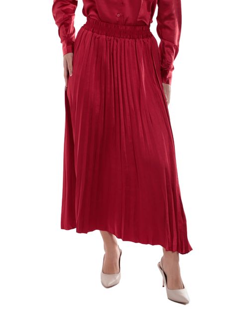 Falda Sabrina midi roja de cintura alta para mujer