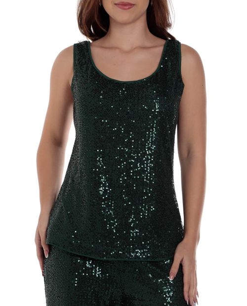 Blusa Sabrina casual verde sin mangas para mujer
