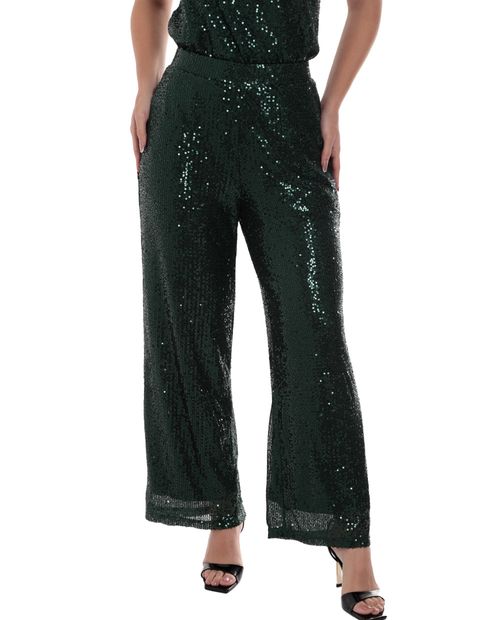 Pantalón Sabrina wide leg verde de cintura alta para mujer