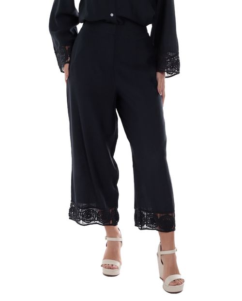 Pantalón Sabrina culotte negro de cintura alta para mujer