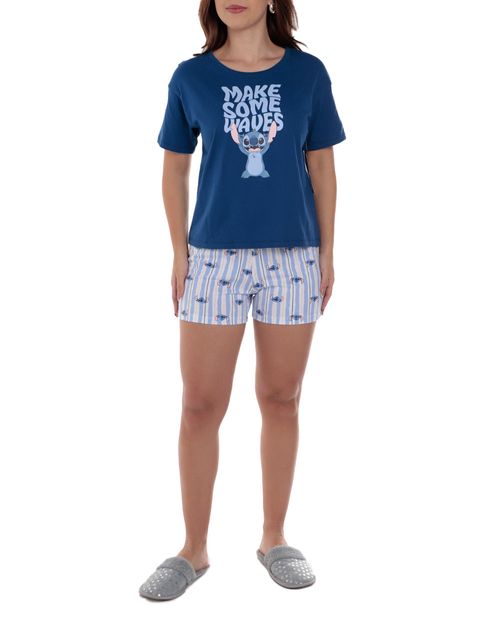 Pijama con short St. Jacks estampada de Stich para mujer