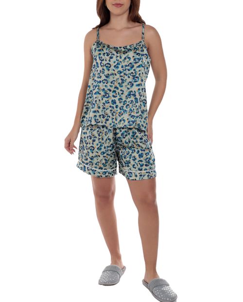 Pijama con short Sabrina estampada para mujer