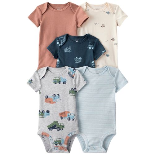 Set de 5 mamelucos multicolor con estampado para bebé niño