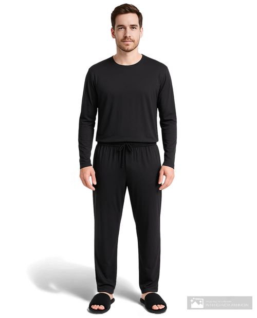 Pijama Perry Ellis negra sólida para hombre