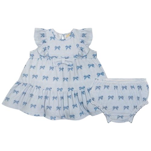 Vestido azul estampado para bebé niña