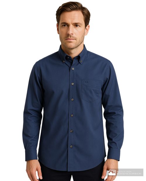 Camisa casual Oscar de la Renta azul navy sólida para hombre