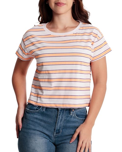 Camiseta Orange rayada manga corta para mujer