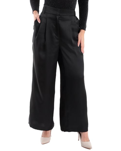 Pantalón Sabrina wide leg negro de cintura alta para mujer