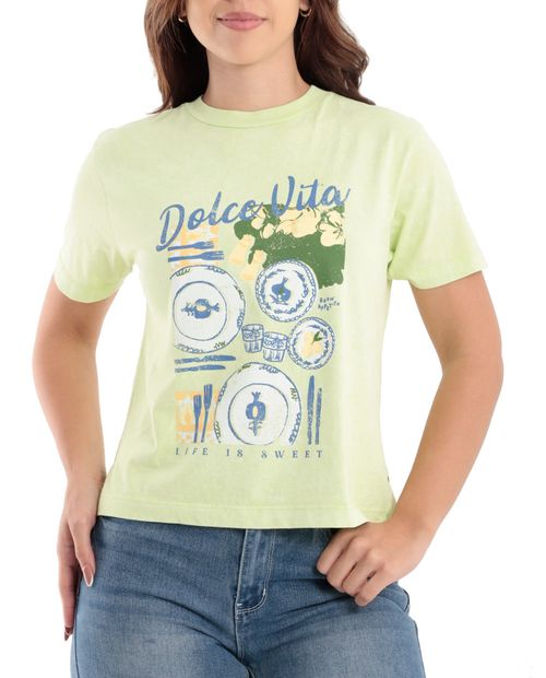 Camiseta Orange estampada manga corta para mujer