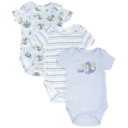 Set de 3 mamelucos multicolor estampados para bebé niño