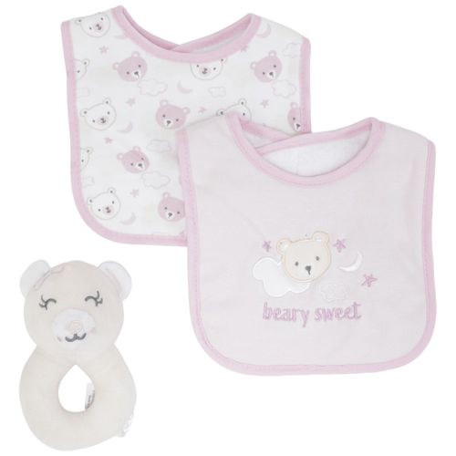 Set de 2 baberos con peluche para bebé niña