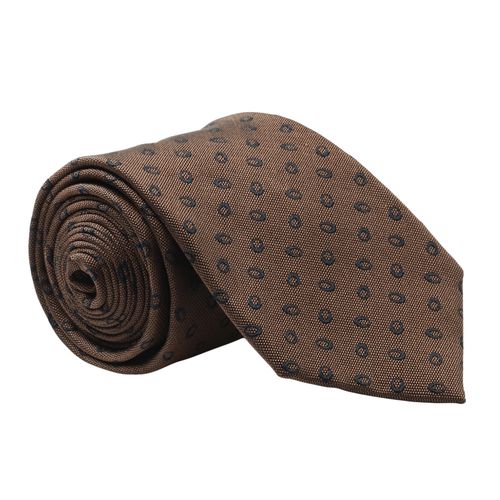 Corbata Unexpected café con mini print geométrico para hombre