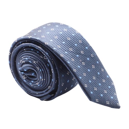 Corbata Unexpected azul navy con mini print de rombos para hombre