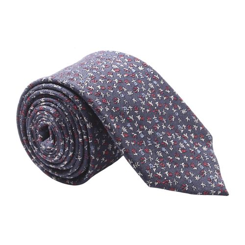 Corbata Unexpected azul navy con mini print floral para hombre