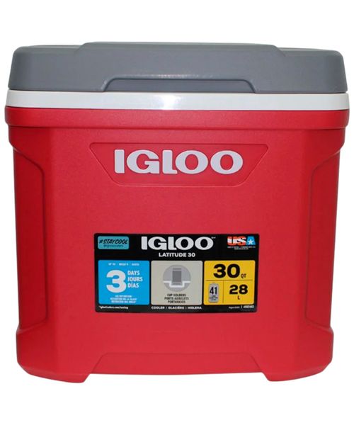 Hielera Igloo latitud 30qt rojo con gris