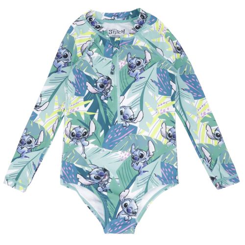 Traje de baño de 1 pieza azul con estampado de Stitch para niña