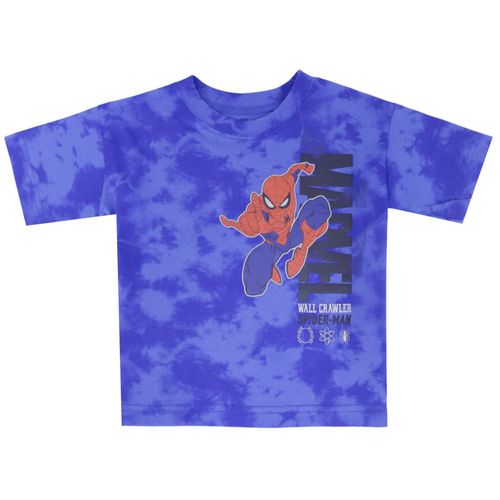 Camiseta azul teñida con estampado de Spiderman para niño