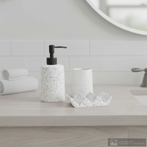 Set 3 piezas de cemento con diseño moteado para baño