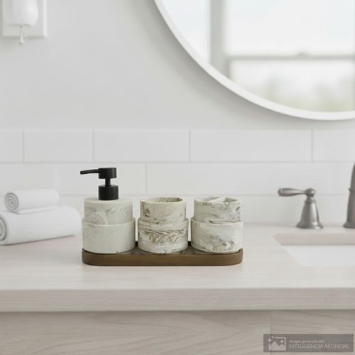 Set 4 piezas de poliresina para baño