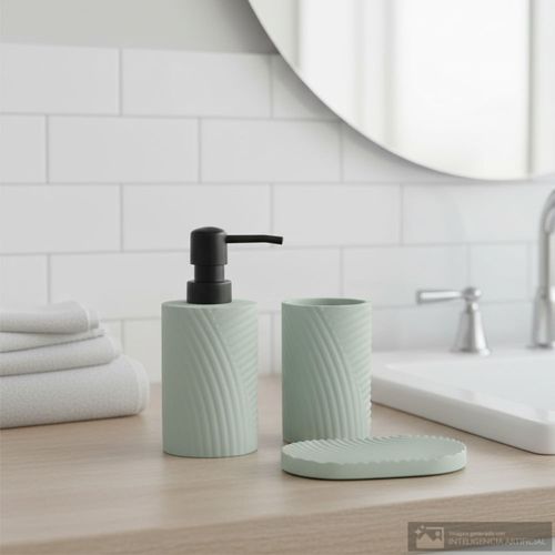 Set 3 piezas de poliresina con textura para baño