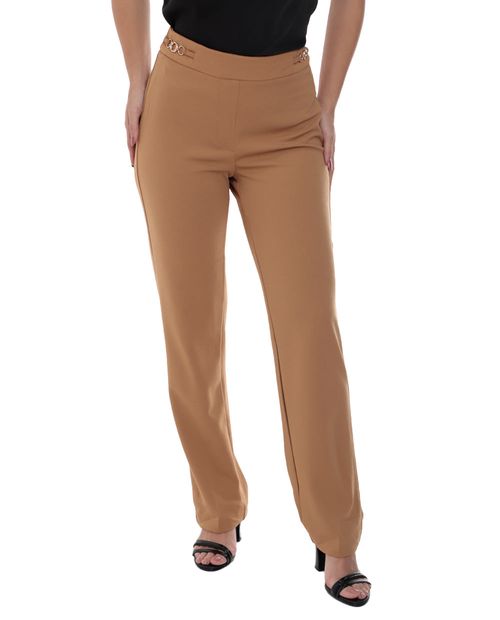 Pantalón Zac and Rachel straight beige de cintura alta para mujer