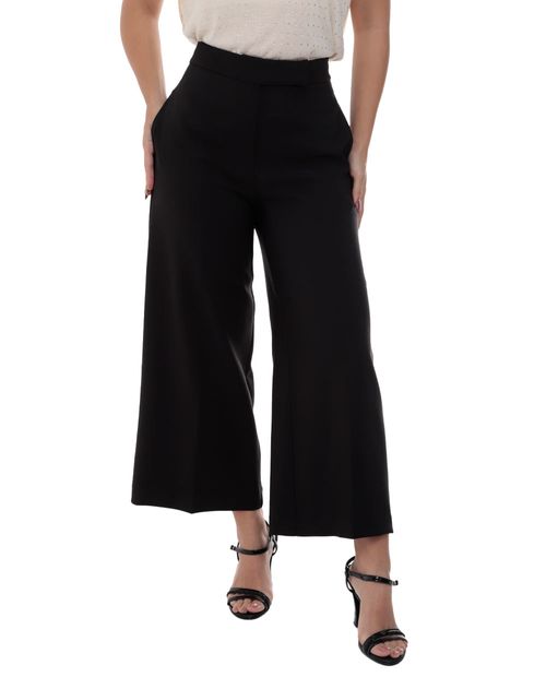 Pantalón Sabrina culotee negro de cintura alta para mujer