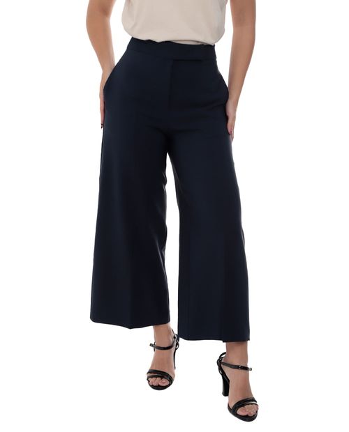 Pantalón Sabrina culotee azul de cintura alta para mujer