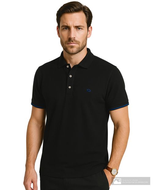 Camisa polo Oscar de la Renta negra sólida para hombre