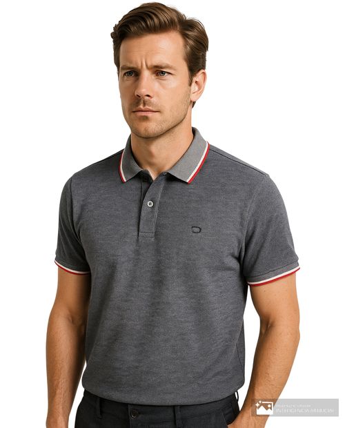 Camisa polo Oscar de la Renta tailored fit azul navy heather para hombre