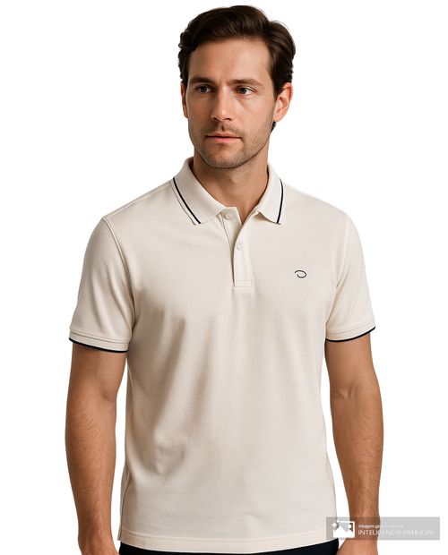 Camisa polo Oscar de la Renta tailored fit beige sólida para hombre